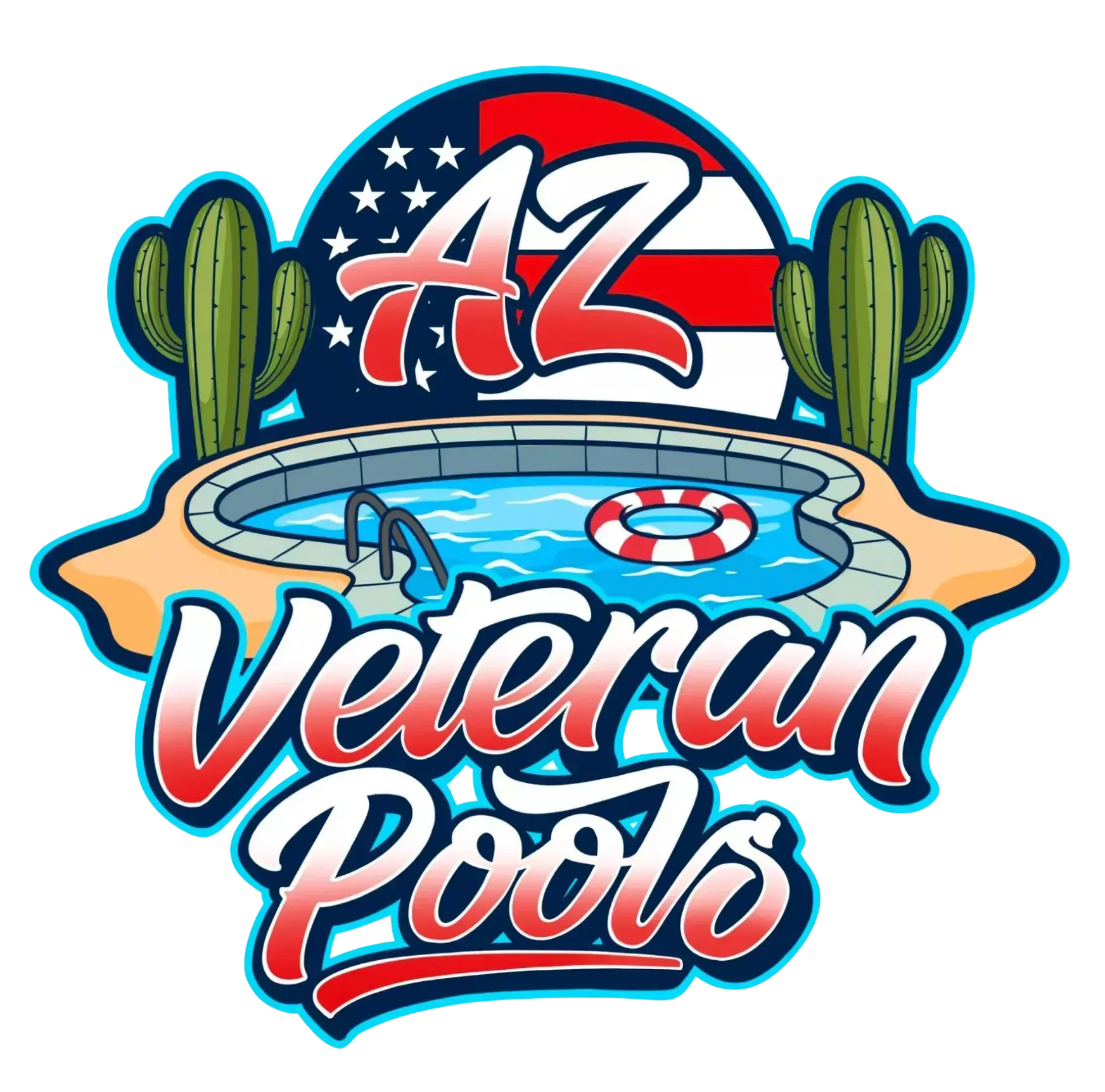 AZ Veteran Pools logo — veteran-owned pool service and repair company serving the Greater Phoenix Area